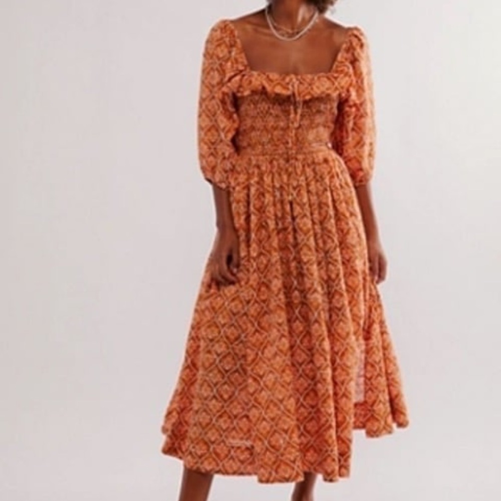 Free People Oasis Printed Midi Dress XS NWT